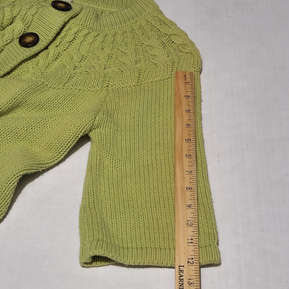 Women's Green Cardigan Cable Knit Buttons Pockets Casual Cottagecore Boho Large - Picture 9 of 14